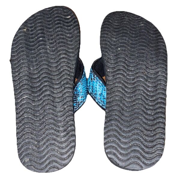 Pedi Couture Blue Snakeskin  Print Toe Separator Flip Flops Sandals W Sz S 9.75” - Picture 6 of 6